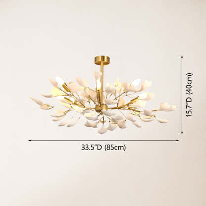 Twilight Branches Ceramic Ginkgo Chandelier 33.5″D