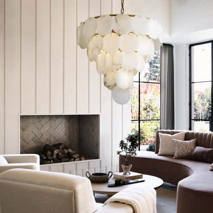 Egwent Alabaster Dish Magnolia Multi-Tiered Round Chandelier 35"D#Finish_Gold