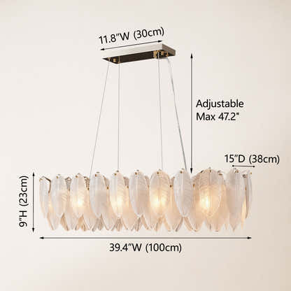 Avelis Glass Feather Linear Chandelier 40"W