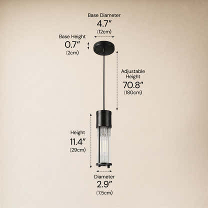 Briar Ribbed Glass Cylinder Pendant 11"H