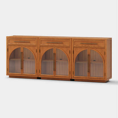 Alvar Arched 94.5" Oak Sideboard with Drawers(Set of 3)