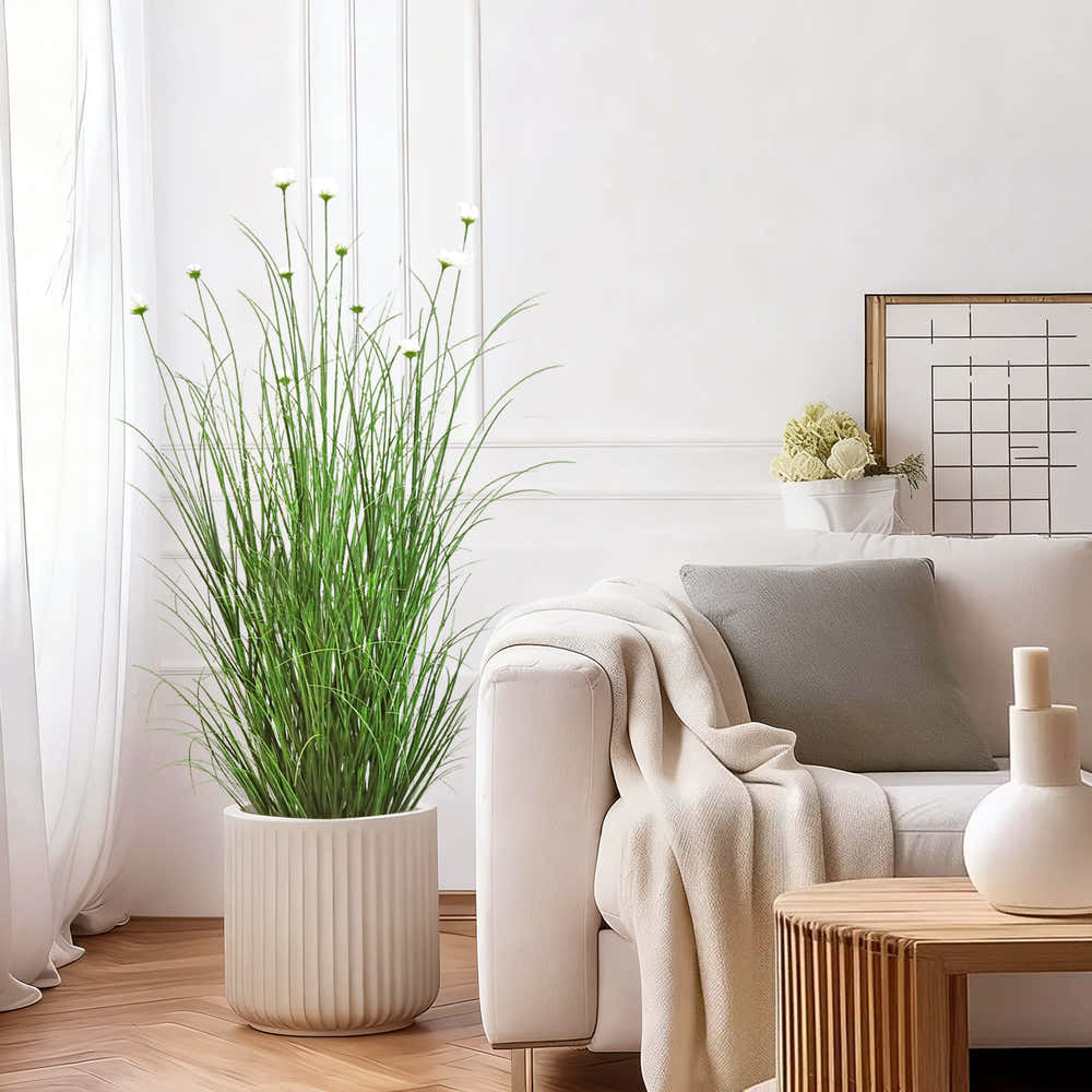 Artificial 11-Head Cosmos with Curved Onion Grass Bonsai 140cm H