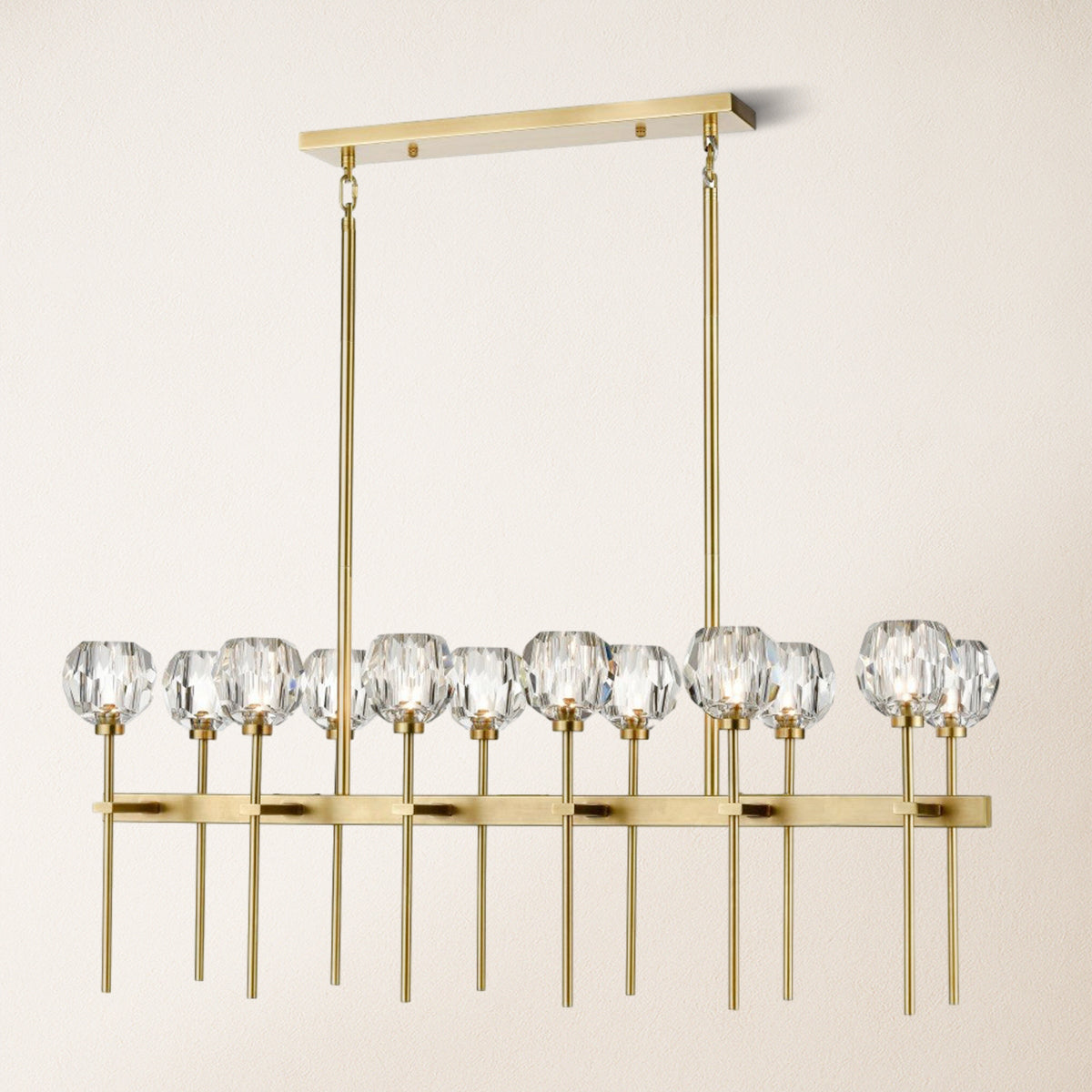 Parisian Crystal Double Linear Chandelier 48"L