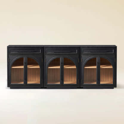 Alvar Arched 94.5" Oak Sideboard with Drawers(Set of 3)