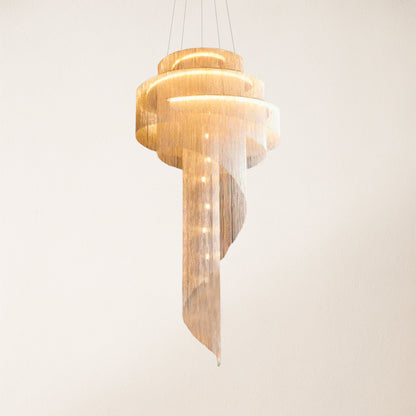 Teresa Cadena Metal Chain Tassel Entryway Chandelier 24"D