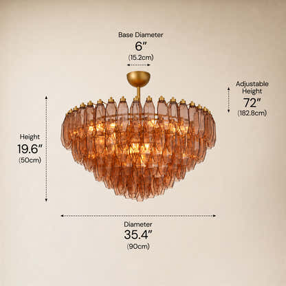 Aurembra Amber Glass Round Chandelier 35.4"D