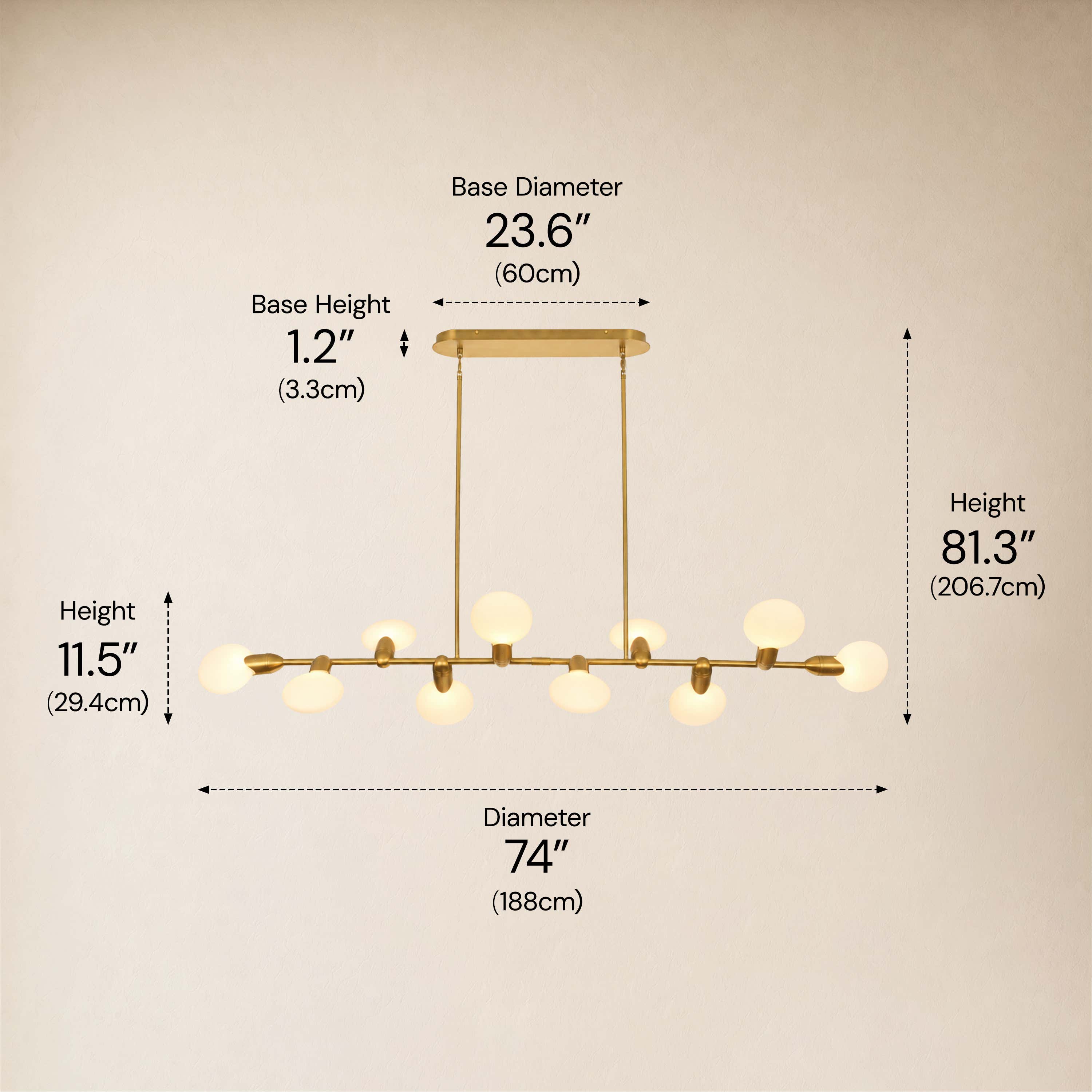 Calantha Petal Glass Linear Chandelier 74"D