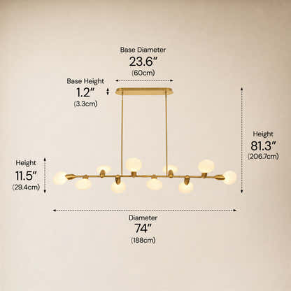 Calantha Petal Glass Linear Chandelier 74"D