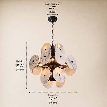 Pietra White Ink Marble Pendant 17.7"D