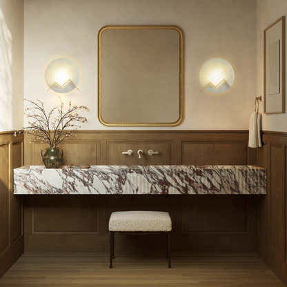 M Letter Alabaster Dish Wall Sconce 7.9"D