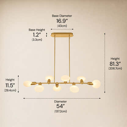 Calantha Petal Glass Linear Chandelier 54"D