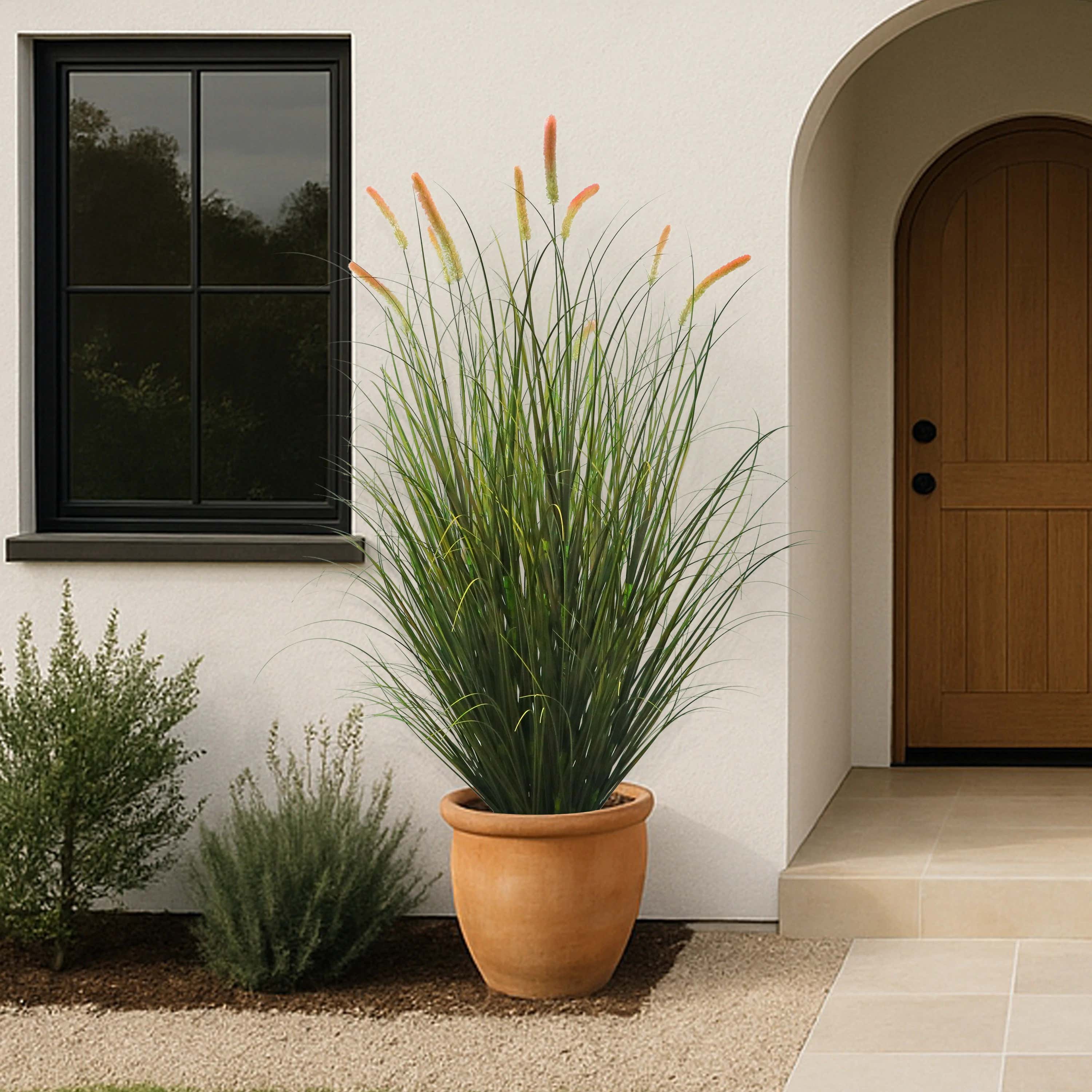 Artificial 14-Head Long Cat Tail with Curved Onion Grass Bonsai 200cm H