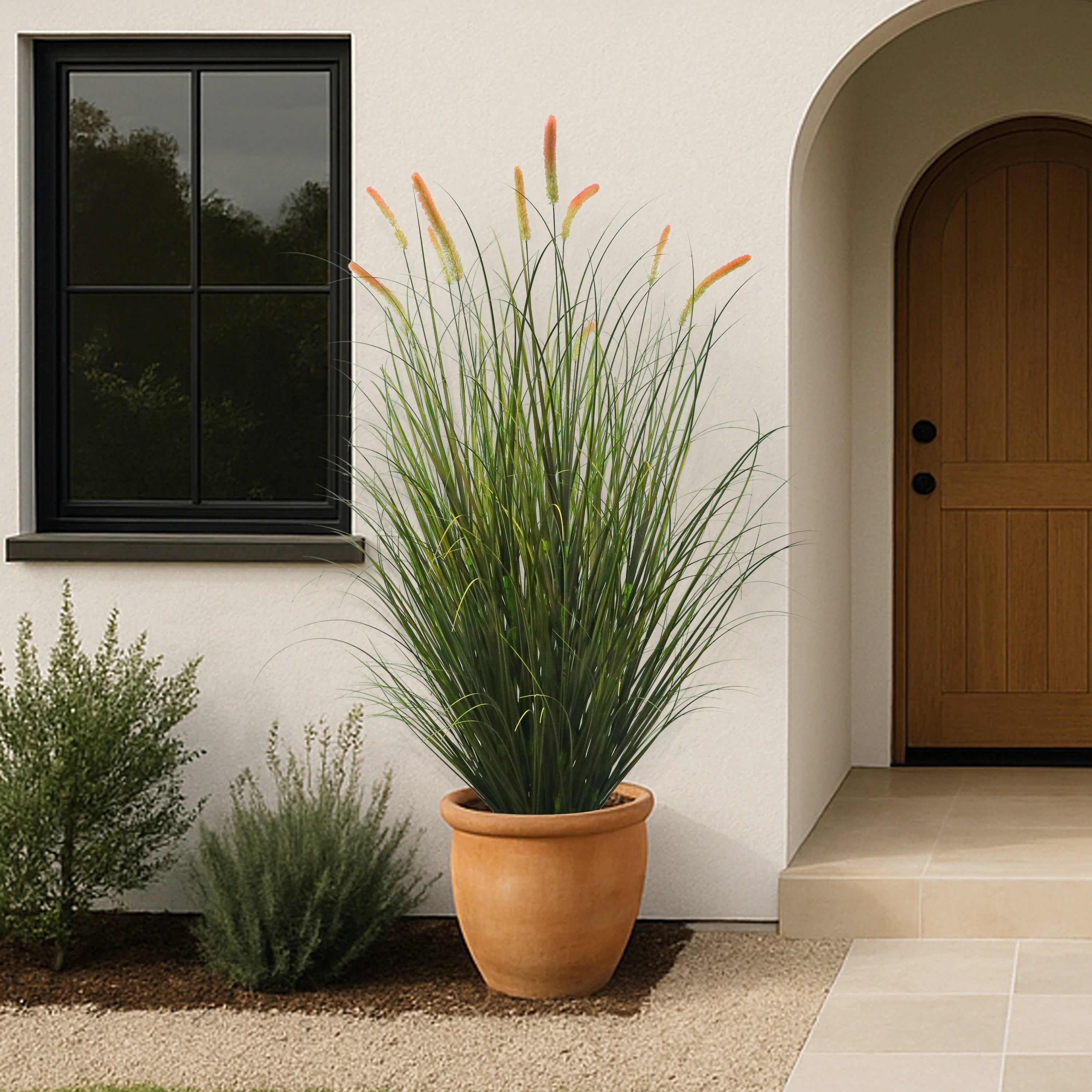 Artificial 14-Head Long Cat Tail with Curved Onion Grass Bonsai 200cm H