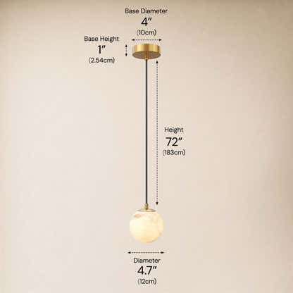 Solindra Resin Resin Alabaster Texture Globe Pendant 4.7"D