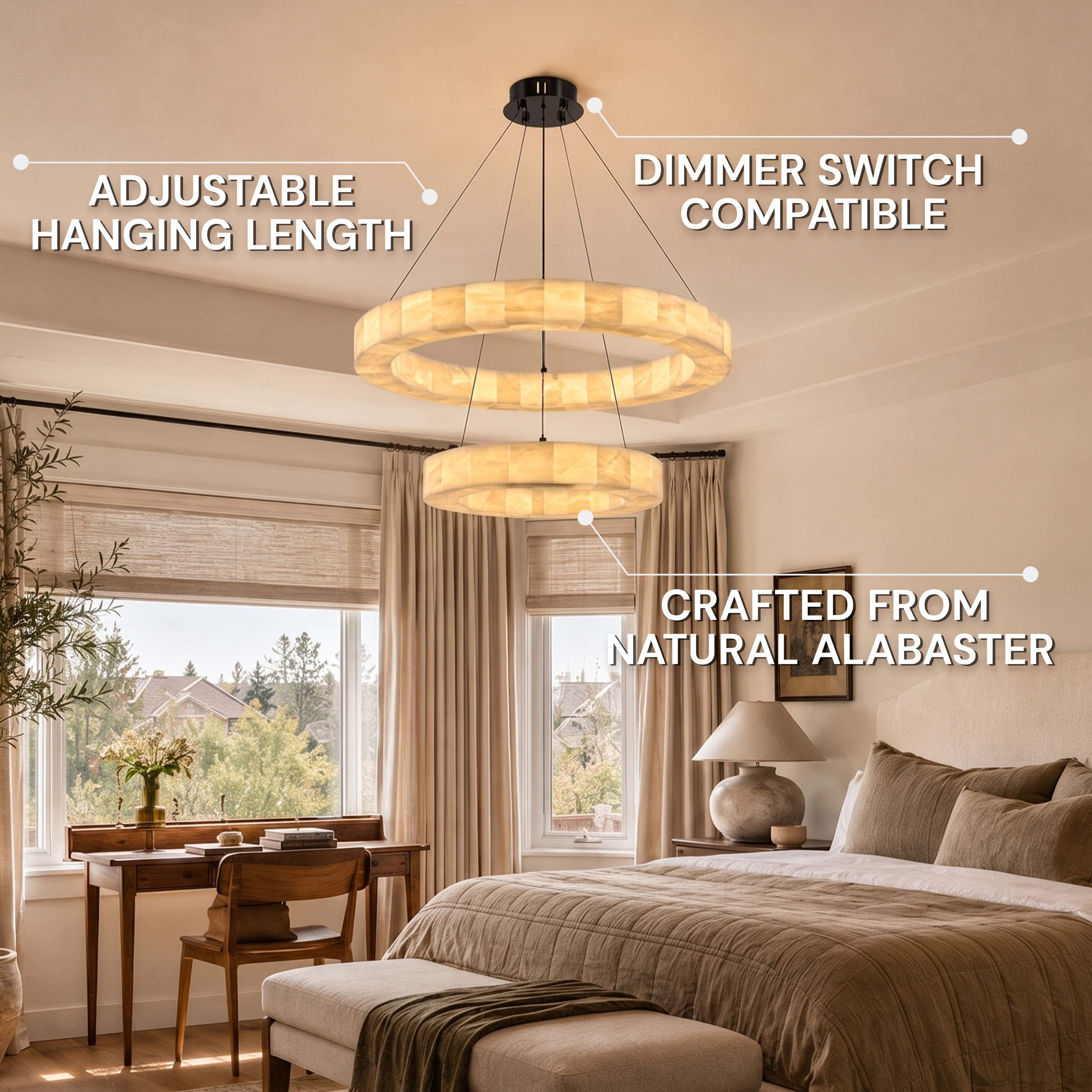 Soluna Alabaster 2 Tiered Custom Round Chandelier