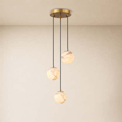 Solindra Resin Alabaster Texture Globe Cascade Chandelier
