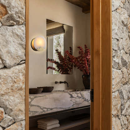 Egwent Alabaster Brass Sconce 8"D