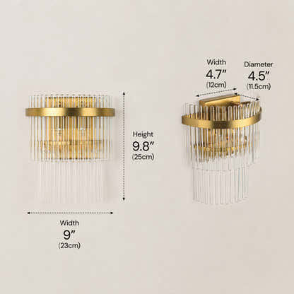Virellune Glass Rod Half-Round Wall Sconce 9"W