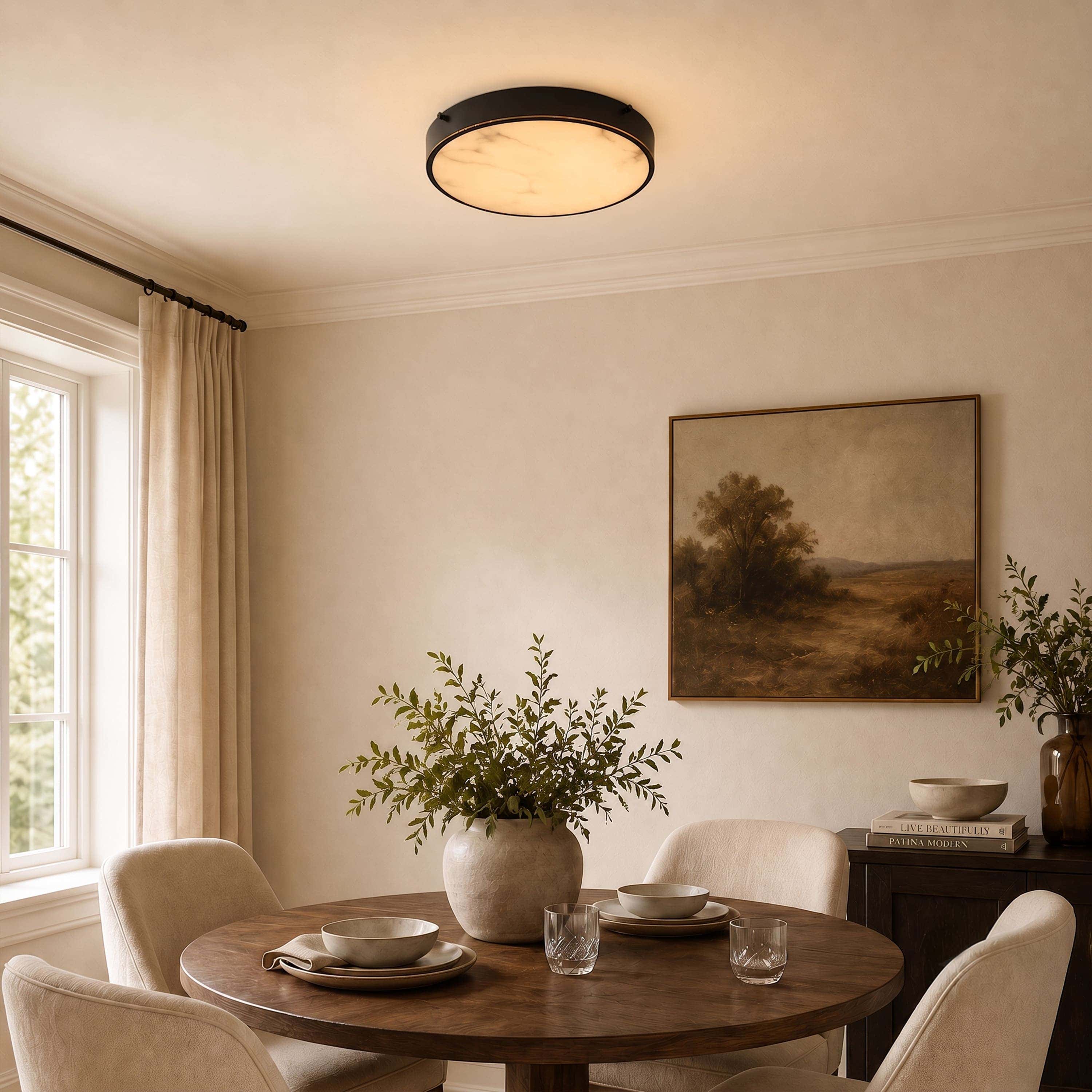 Roselyn Alabaster Round Flush Mount 16"D