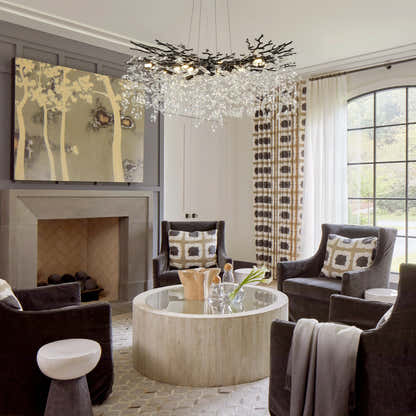 Frostleaf Crystal Cascade Branch Round Chandelier 40"D