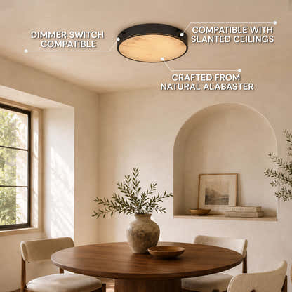 Roselyn Alabaster Round Flush Mount 16"D