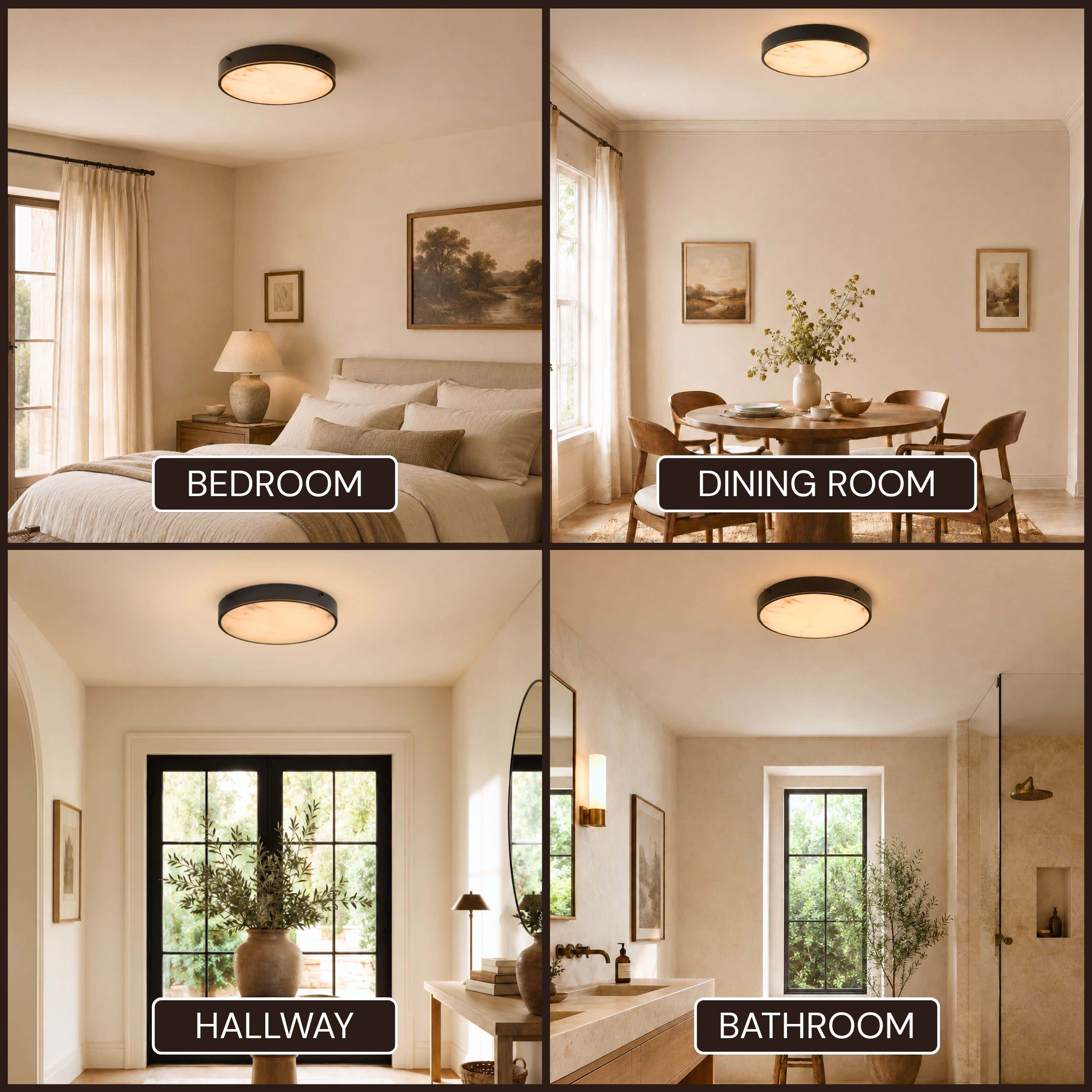 Roselyn Alabaster Round Flush Mount 16"D