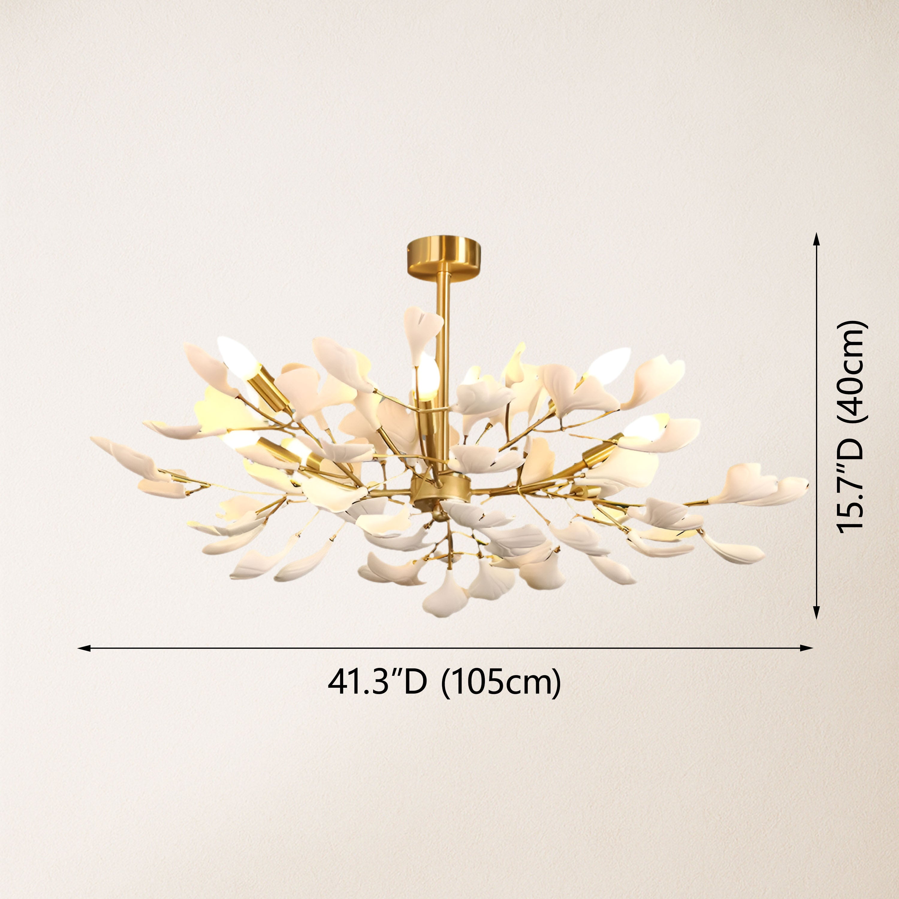 Twilight Branches Ceramic Ginkgo Chandelier 41.3"D