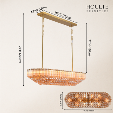 Ethereal Radiance Crystal Rectangular Chandelier 43"L