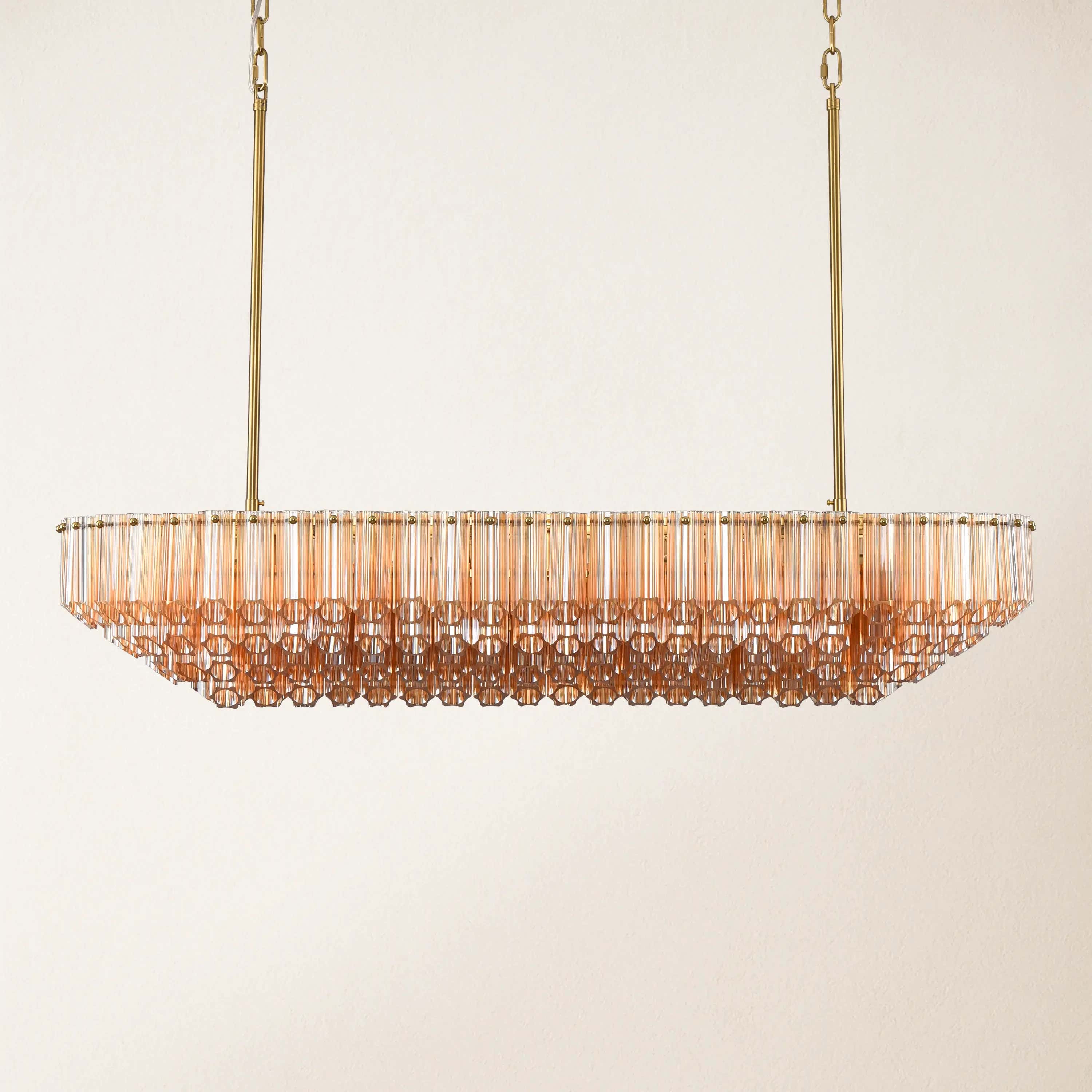 Ethereal Radiance Crystal Rectangular Chandelier 43"L