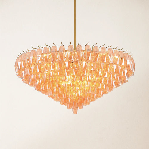 Celestial Drop Round Crystal Glass Chandelier 48"D