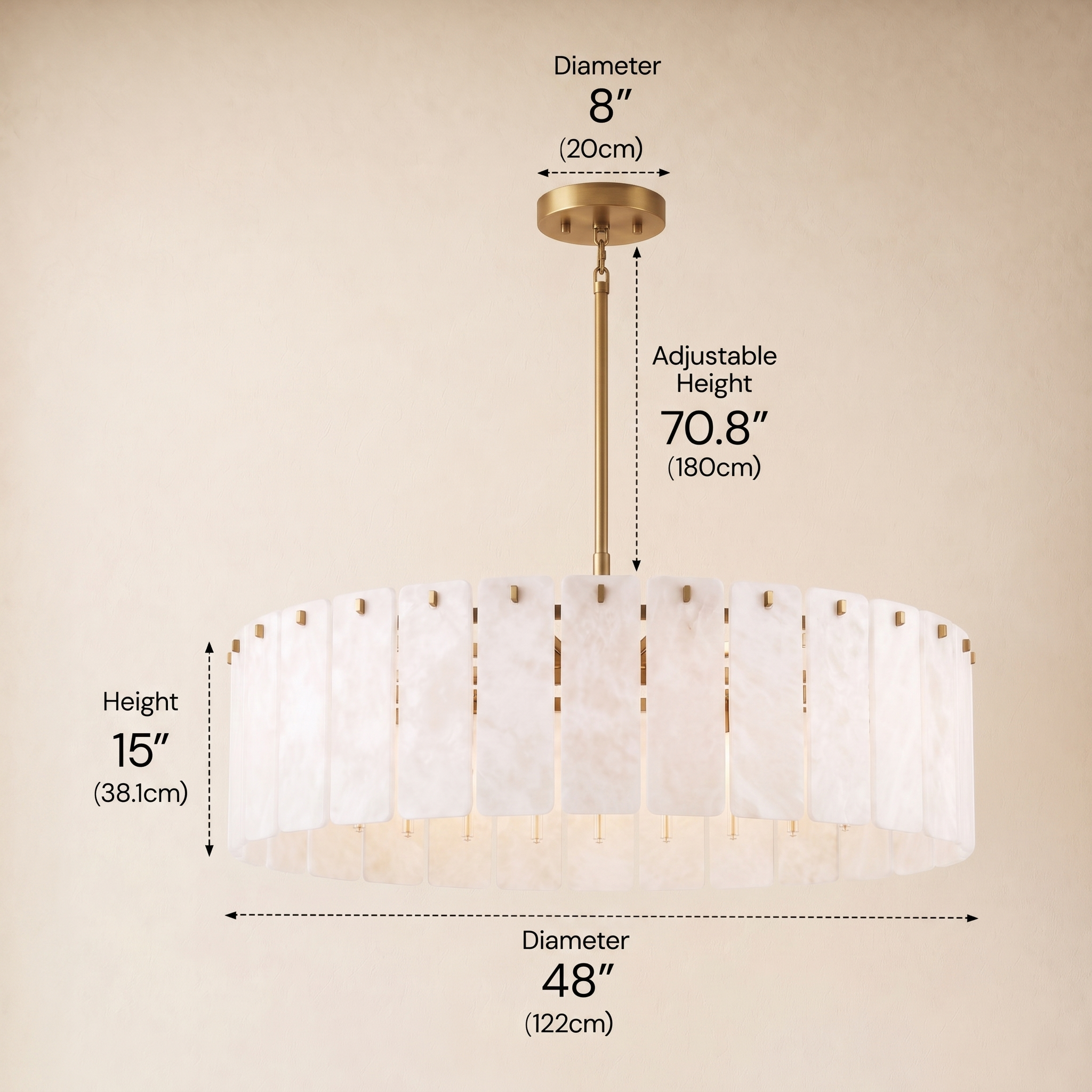 Lunara Alabaster Round Customize Chandelier 48