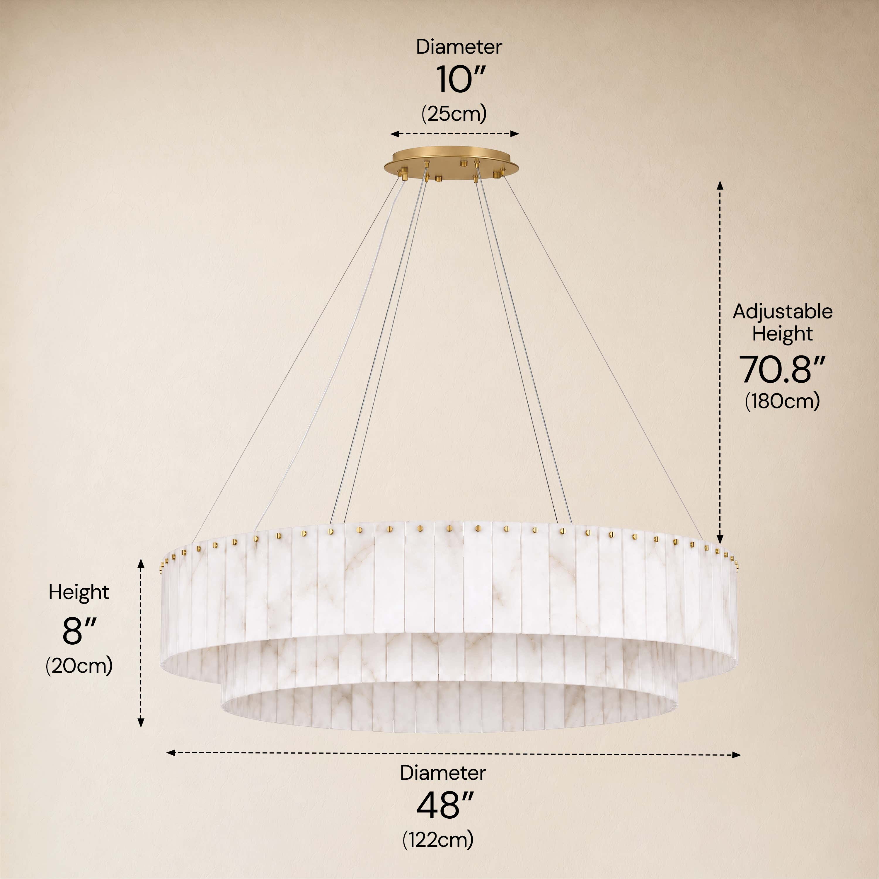 Sawyer Alabaster Custom Round Chandelier 24" 48"D