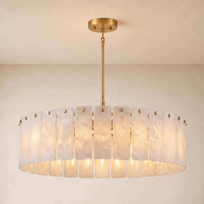 Lunara Alabaster Round Customize Chandelier 48"D 59"D