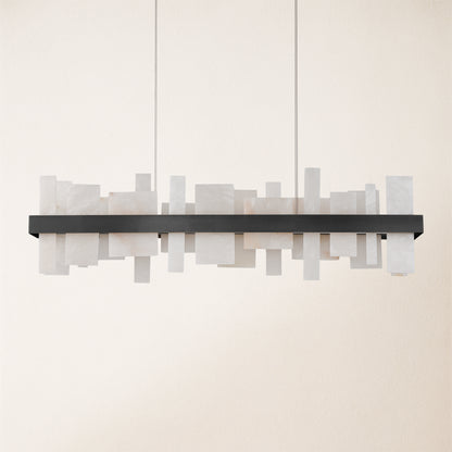 Nocturne Alabaster Rectangular Chandelier 48"