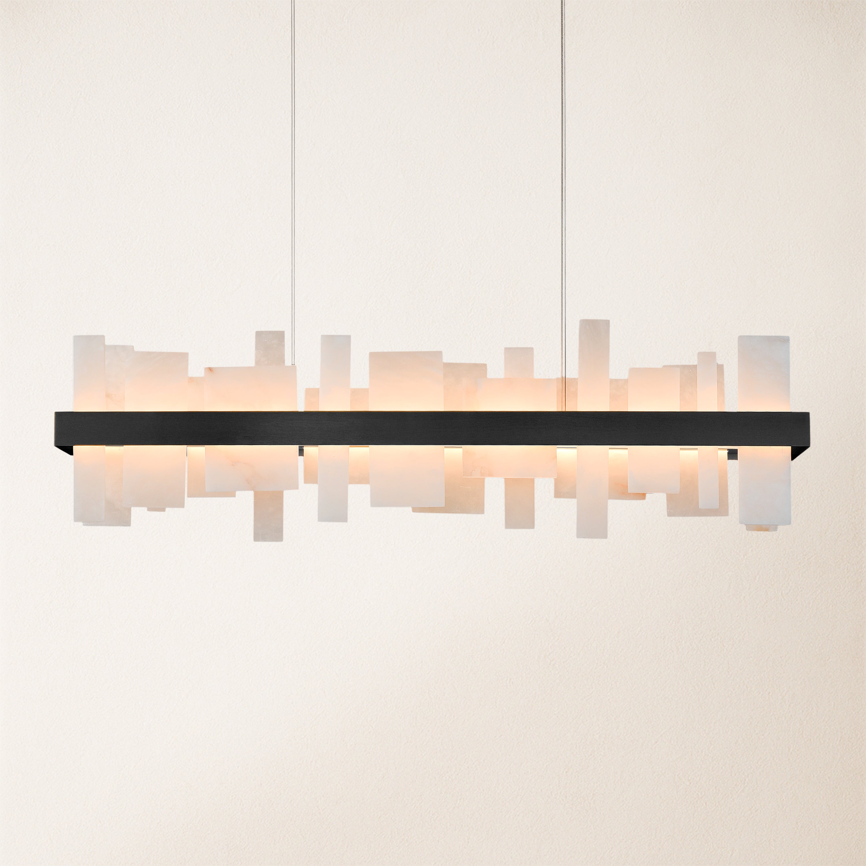 Nocturne Alabaster Rectangular Chandelier 48"