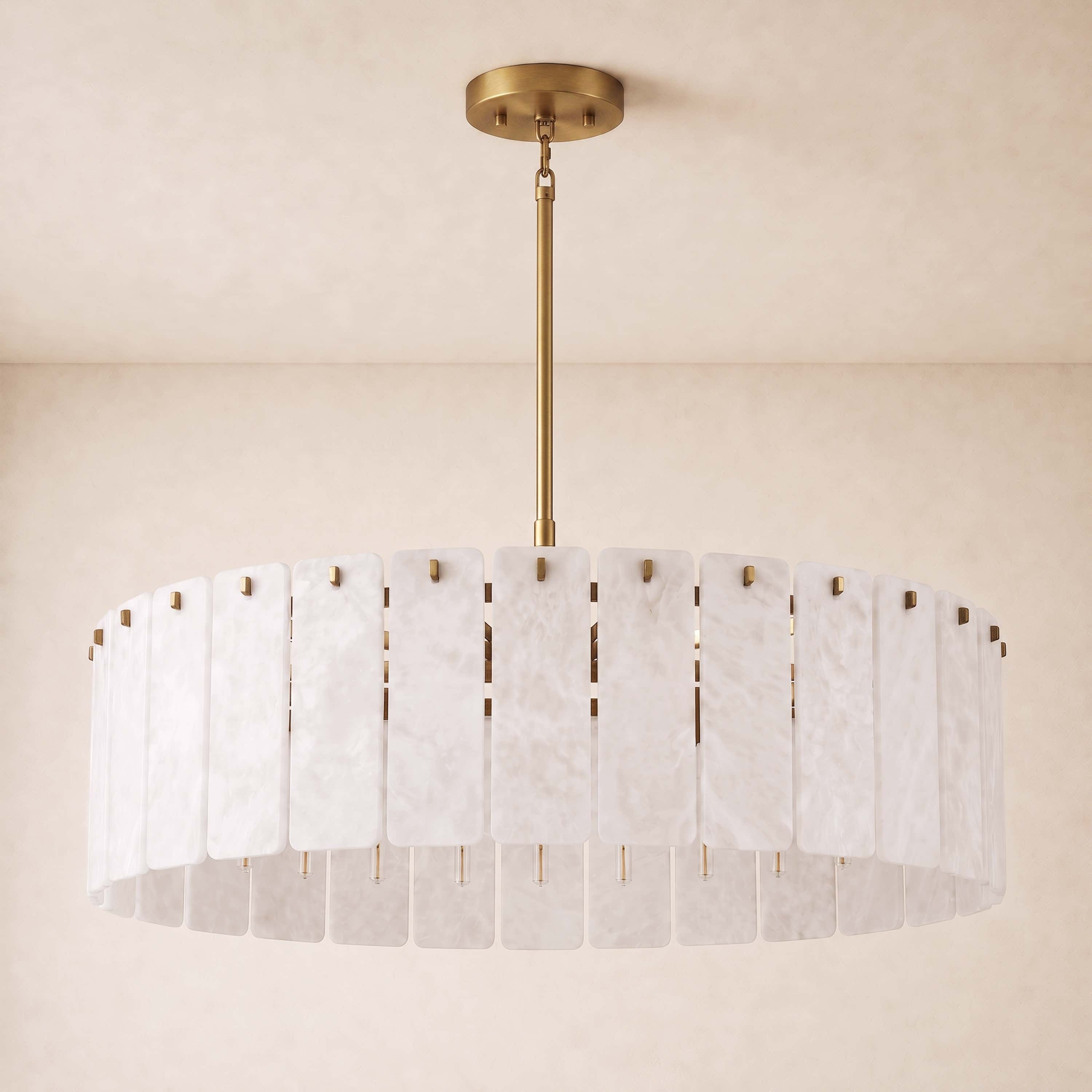 Lunara Alabaster Round Customize Chandelier 48"D 59"D