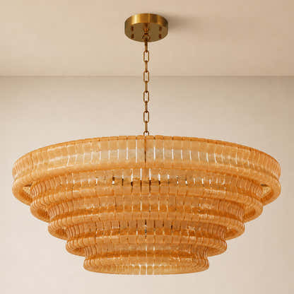 Ondalia Tiered Glass Custom Round Chandelier 48" 60"D