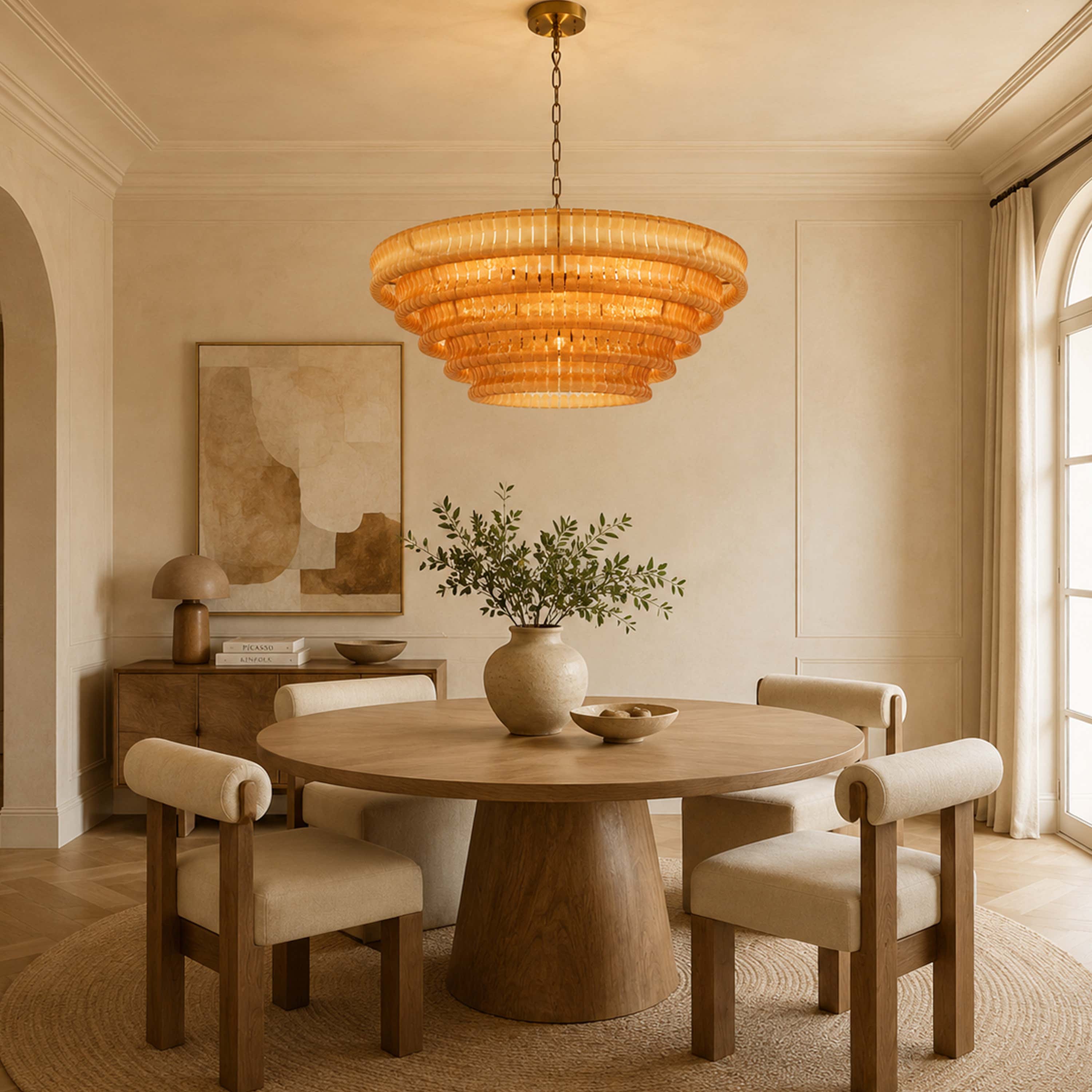 Ondalia Tiered Glass Custom Round Chandelier 48" 60"D