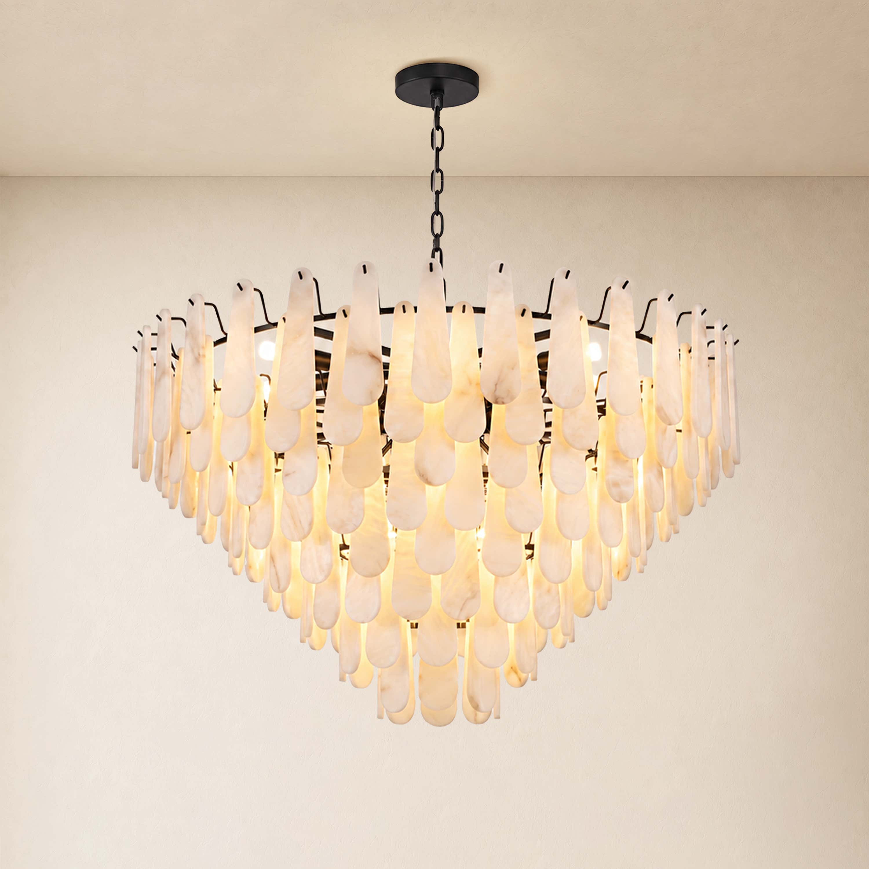 Caldera Alabaster Custom Round Chandelier 48"D 58"D