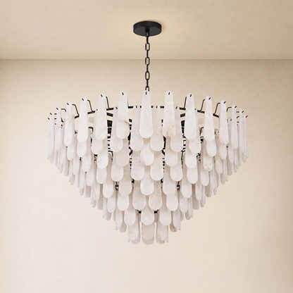 Caldera Alabaster Custom Round Chandelier 48"D 58"D