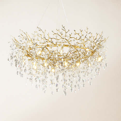 Frostleaf Crystal Branch Halo Chandelier 47"D