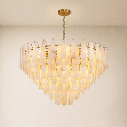 Caldera Alabaster Custom Round Chandelier 48"D 58"D