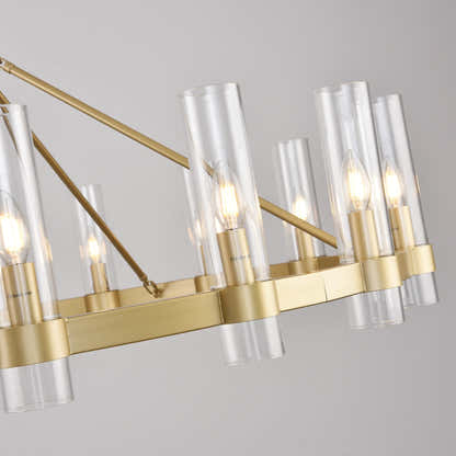 Cylora Glass Tube Round Chain Chandelier 48"D