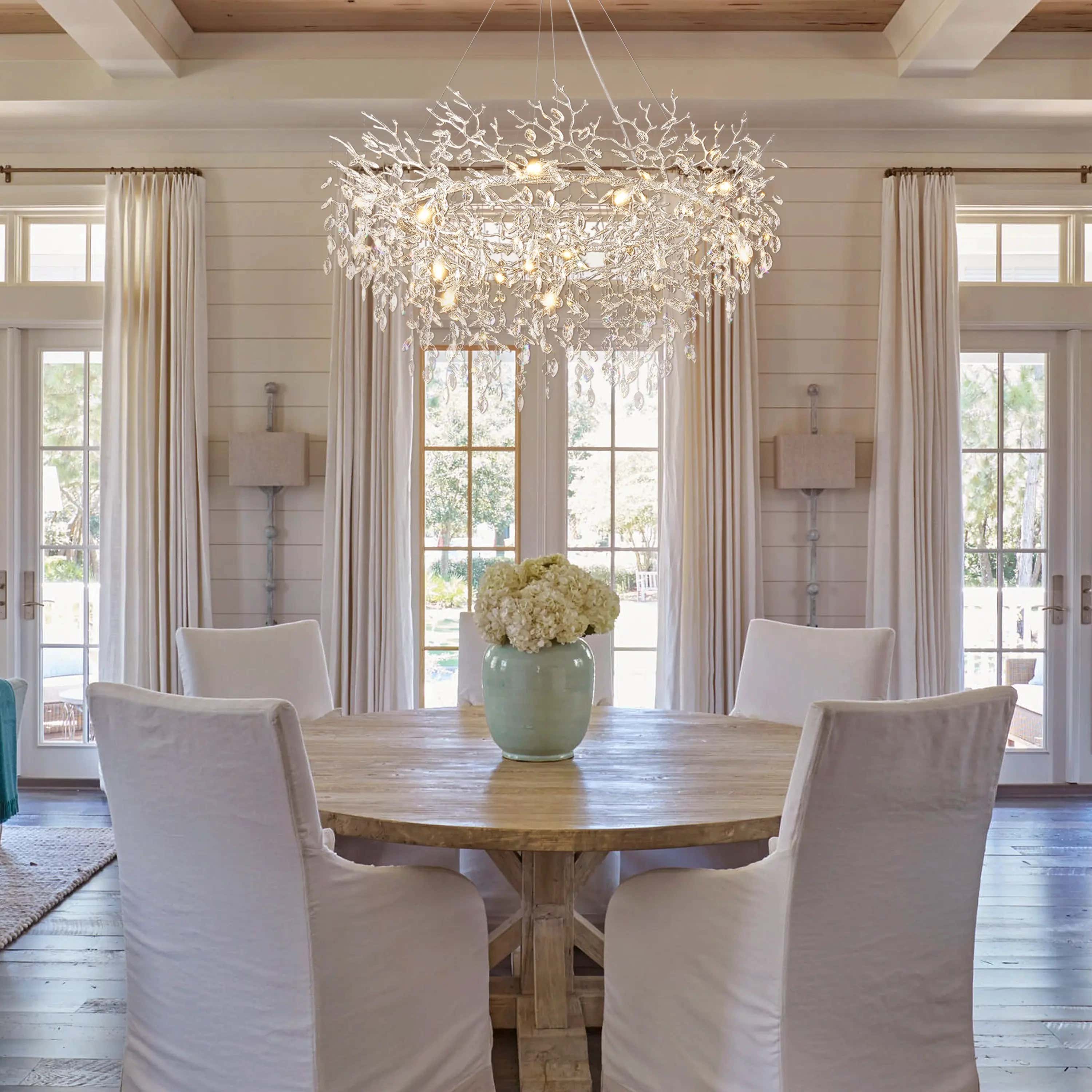 Frostleaf Crystal Branch Halo Chandelier 47"D