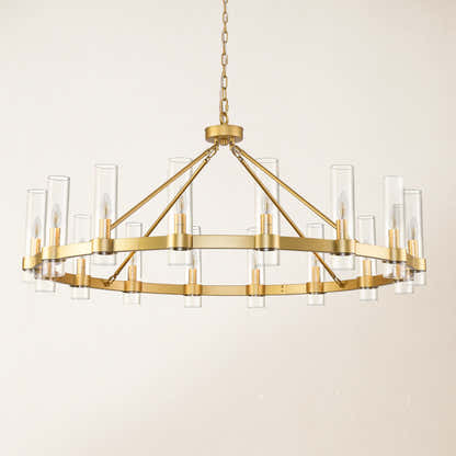 Cylora Glass Tube Round Chain Chandelier 48"D