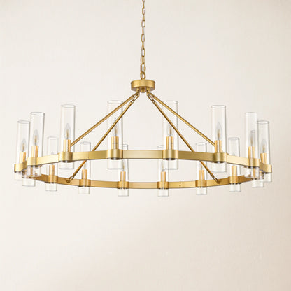 Cylora Glass Tube Round Chain Chandelier 48"