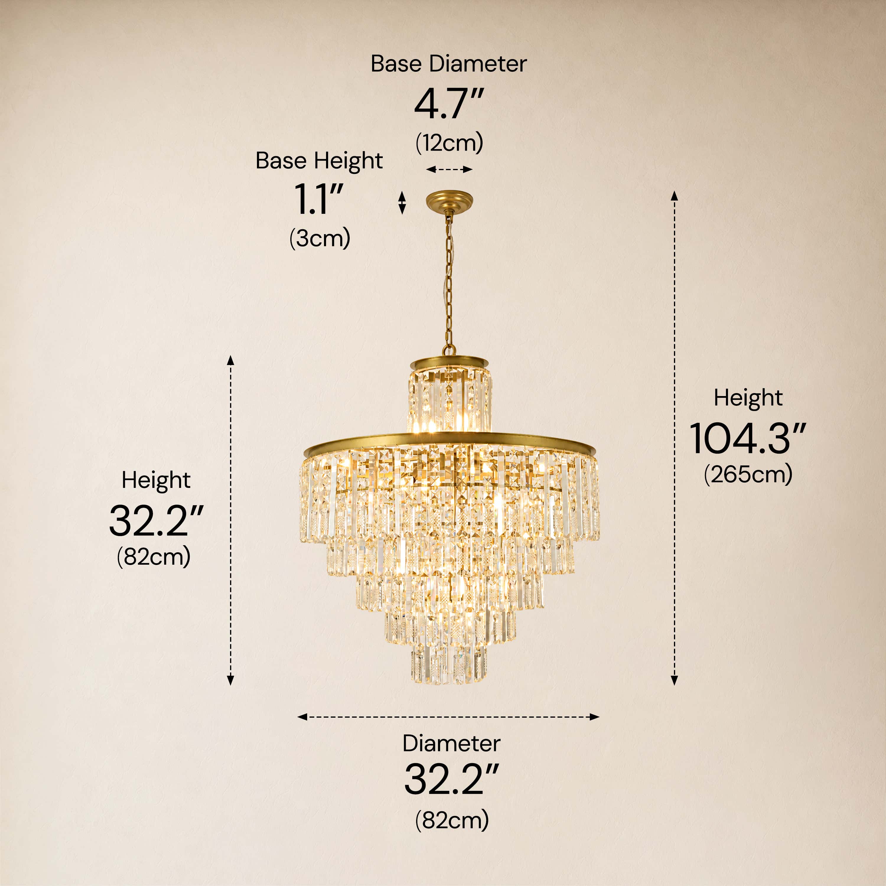 Lucentra Crystal Tiered Round Pendant 32"D