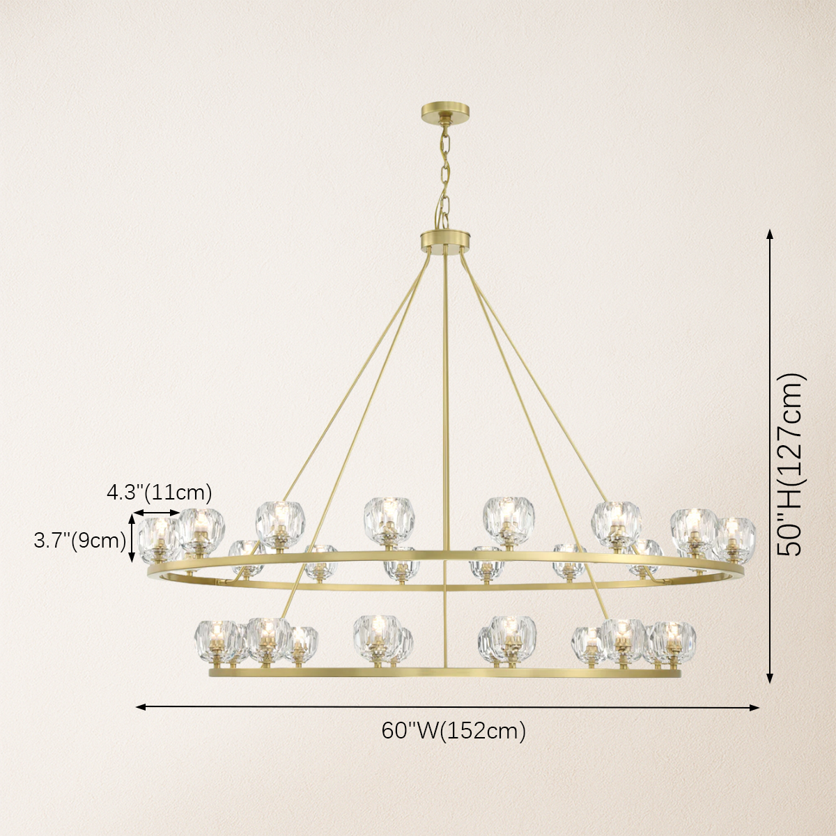 Aragon Tiered Crystal Round Chandelier 59"W