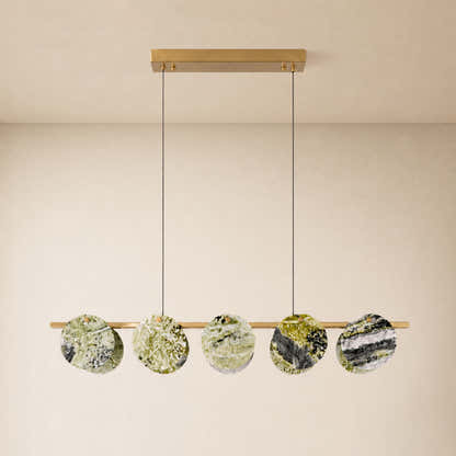 Pietra Green Marble Disc Linear Chandelier 47.2"W