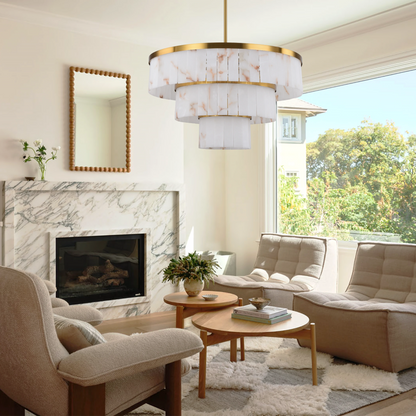 Solmare Alabaster Round Chandelier 34"